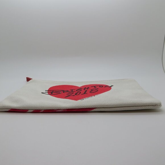 Women Small Canvas Pouch Bag Brighton 2018 Promo Hearts Lining Screen Print Chic - Picture 9 of 12